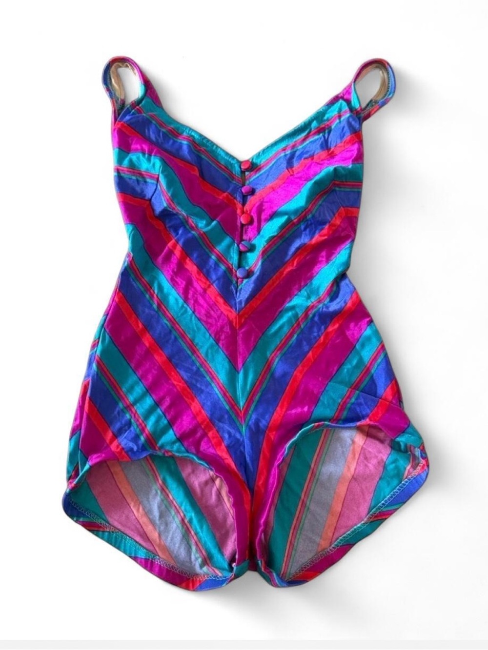 COLE of California 80s vintage womens striped bikini one piece - Picture 2 of 8